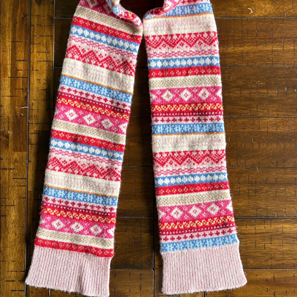 GAP Kids Pink, Colorful, 100% Lambswool Scarf - Nordic, Winter, Ski Resort